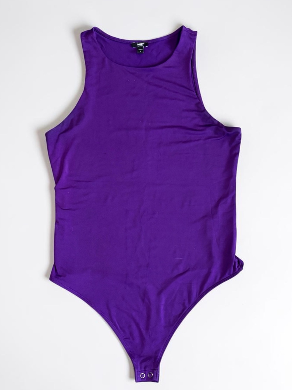 Express Sleeveless Crewneck Bodysuit in Vibrant Purple